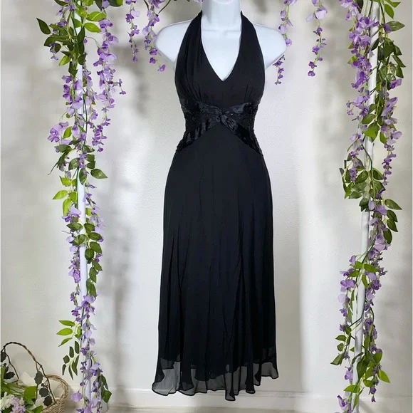 Vintage Y2k Silk Halter Goth Fairy Dress | Color: Black | Size: 12 | Pastelblush's Closet Vintage Y2k Silk Halter Goth Fairy Dress | Color: Black | Size: 12 | Pastelblush's Closet